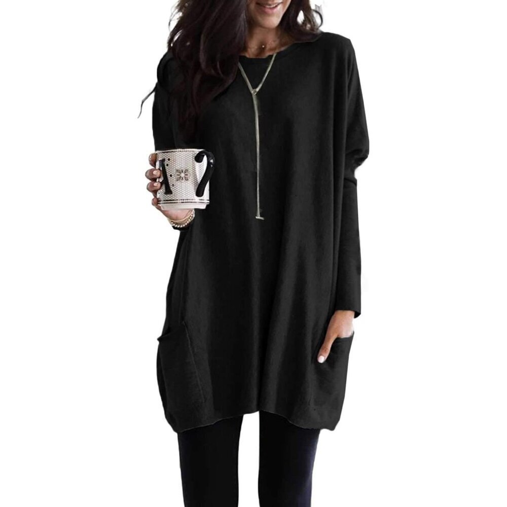 Women Winter Dress Long Sleeve Pullover Tunic Casual Mini Style